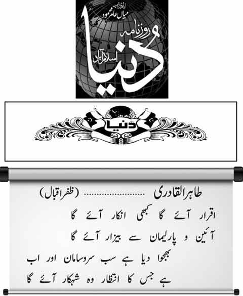 تحریک منہاج القرآن Minhaj-ul-Quran  Print Media Coverage پرنٹ میڈیا کوریج Daily Dunya Inner Page (Poetry)